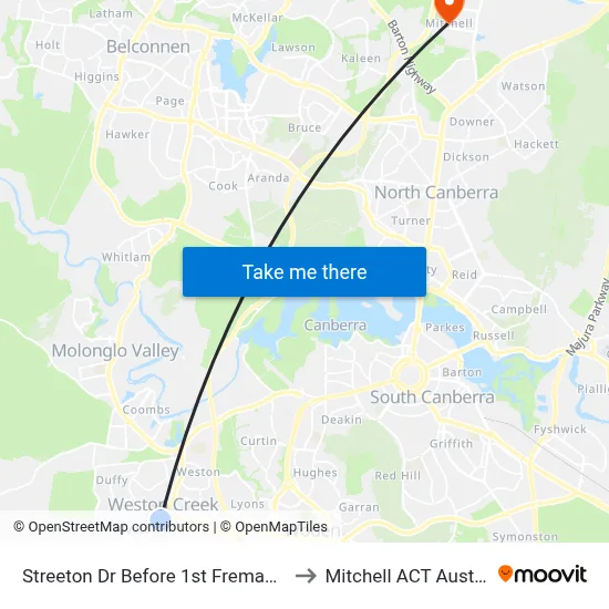 Streeton Dr Before 1st Fremantle Dr to Mitchell ACT Australia map