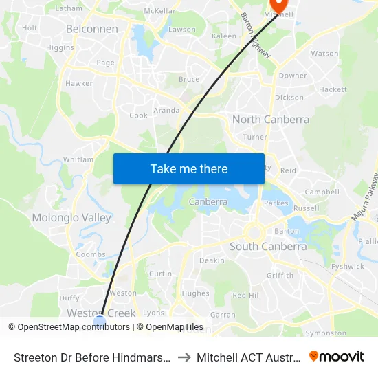Streeton Dr Before Hindmarsh Dr to Mitchell ACT Australia map