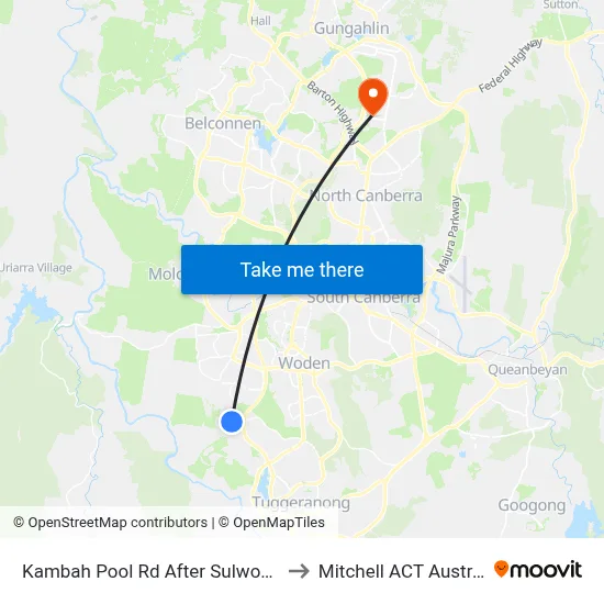 Kambah Pool Rd After Sulwood Dr to Mitchell ACT Australia map
