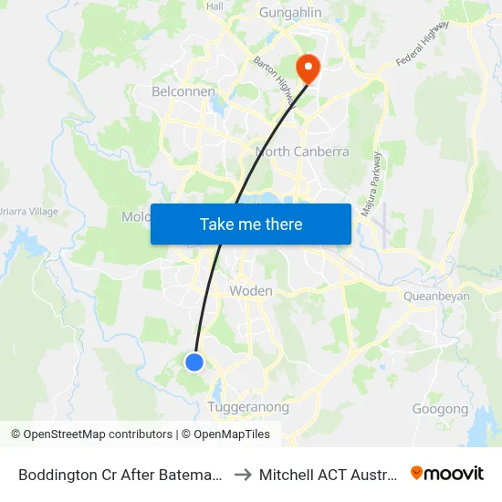 Boddington Cr After Bateman St to Mitchell ACT Australia map