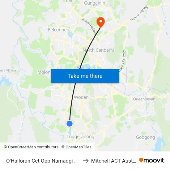 O'Halloran Cct Opp Namadgi School to Mitchell ACT Australia map