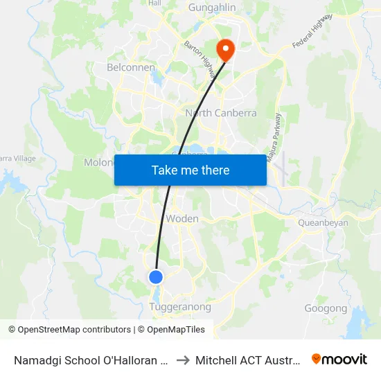Namadgi School O'Halloran Cct to Mitchell ACT Australia map