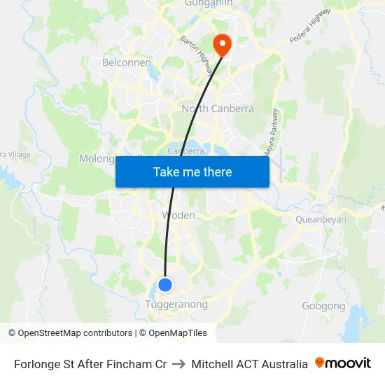 Forlonge St After Fincham Cr to Mitchell ACT Australia map