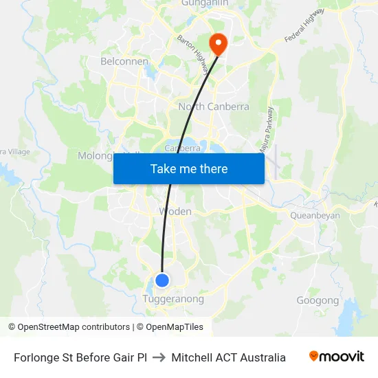 Forlonge St Before Gair Pl to Mitchell ACT Australia map
