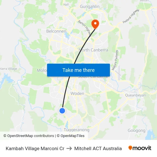 Kambah Village Marconi Cr to Mitchell ACT Australia map