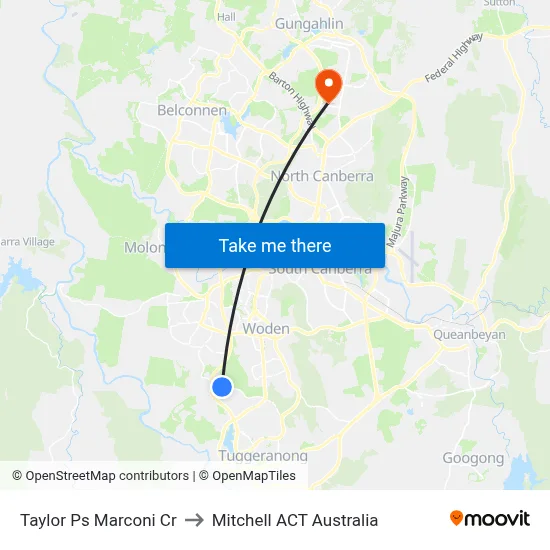 Taylor Ps Marconi Cr to Mitchell ACT Australia map