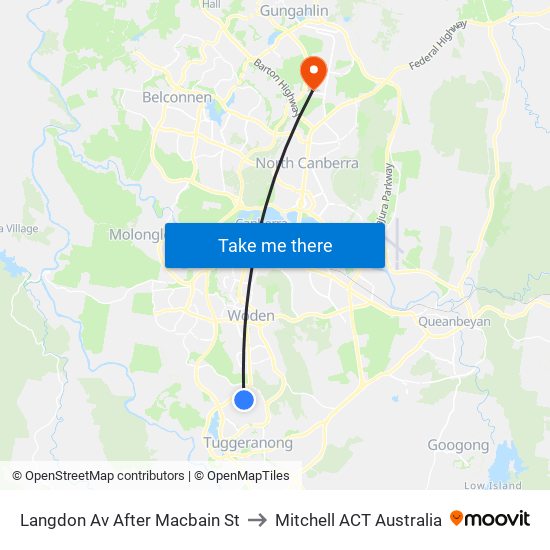 Langdon Av After Macbain St to Mitchell ACT Australia map