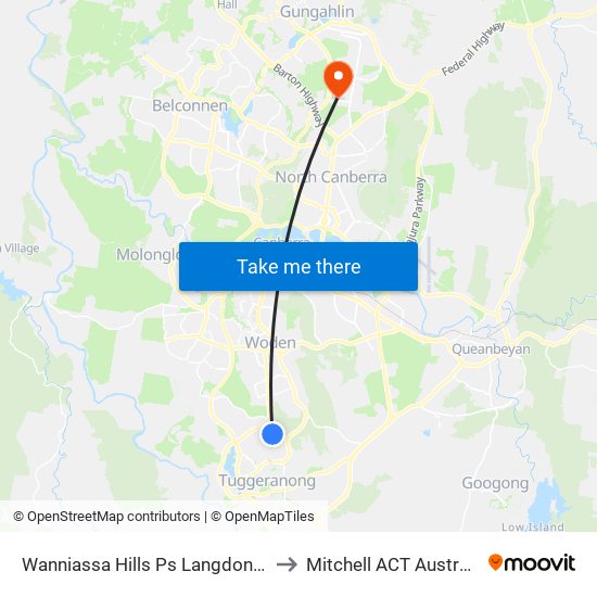 Wanniassa Hills Ps Langdon Av to Mitchell ACT Australia map