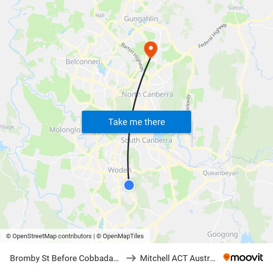 Bromby St Before Cobbadah St to Mitchell ACT Australia map