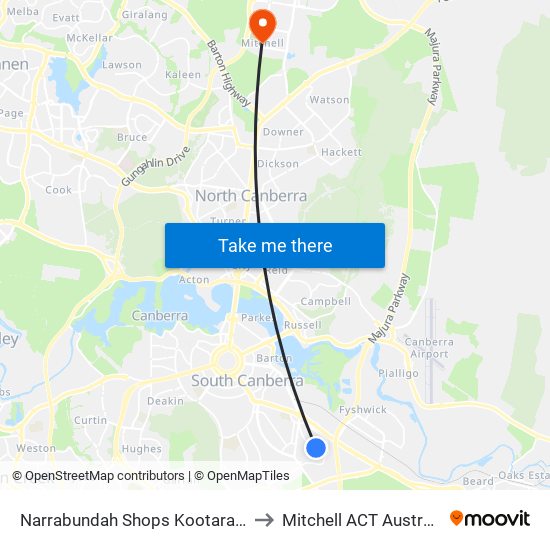 Narrabundah Shops Kootara Cr to Mitchell ACT Australia map