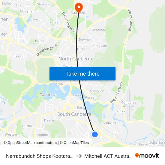 Narrabundah Shops Kootara Cr to Mitchell ACT Australia map