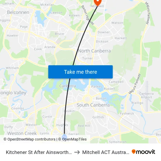 Kitchener St After Ainsworth St to Mitchell ACT Australia map