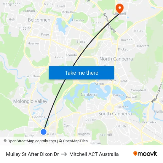 Mulley St After Dixon Dr to Mitchell ACT Australia map
