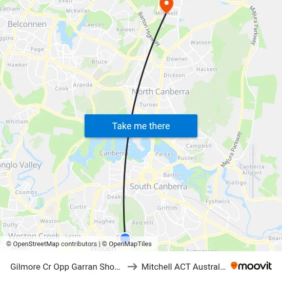 Gilmore Cr Opp Garran Shops to Mitchell ACT Australia map