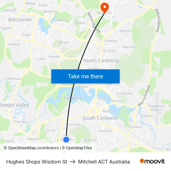 Hughes Shops Wisdom St to Mitchell ACT Australia map