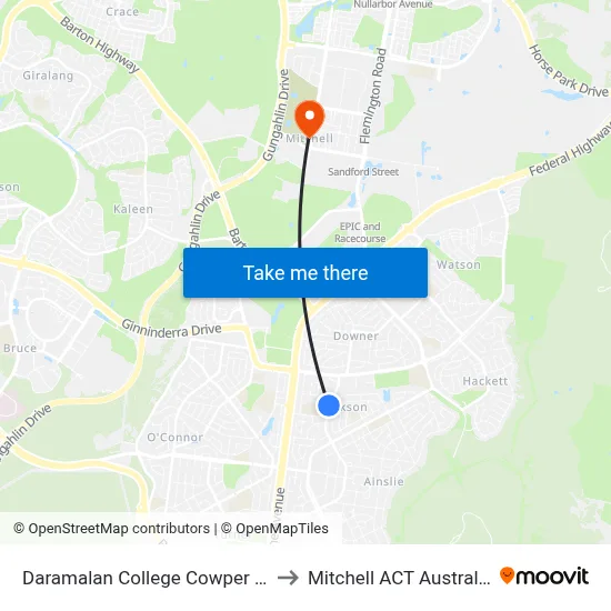 Daramalan College Cowper St to Mitchell ACT Australia map