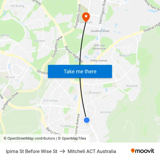 Ipima St Before Wise St to Mitchell ACT Australia map