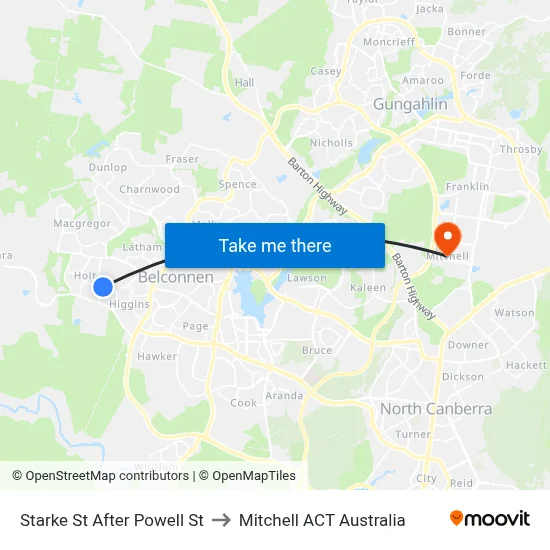 Starke St After Powell St to Mitchell ACT Australia map