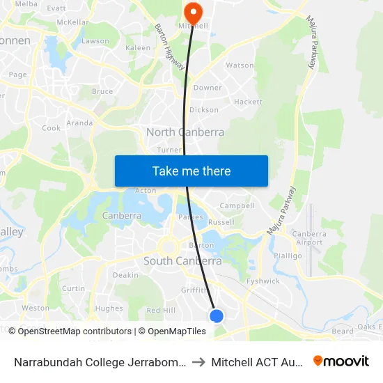 Narrabundah College Jerrabomberra Av to Mitchell ACT Australia map