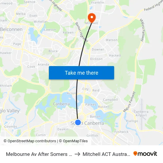 Melbourne Av After Somers Cr to Mitchell ACT Australia map