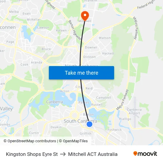 Kingston Shops Eyre St to Mitchell ACT Australia map