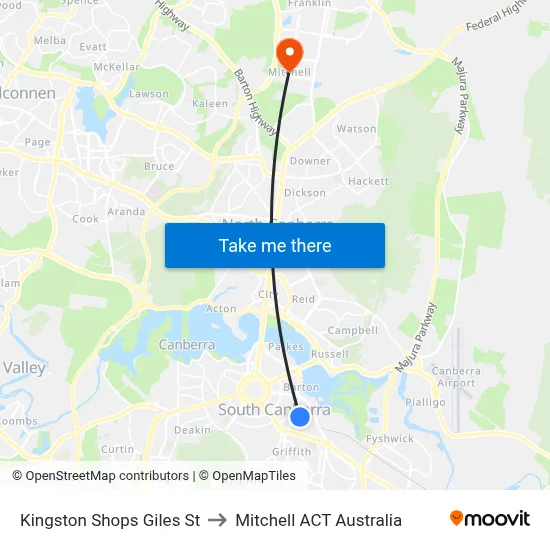 Kingston Shops Giles St to Mitchell ACT Australia map