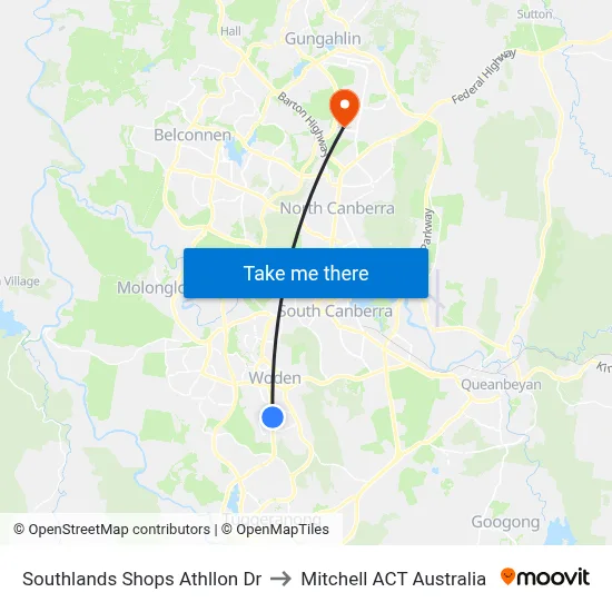 Southlands Shops Athllon Dr to Mitchell ACT Australia map