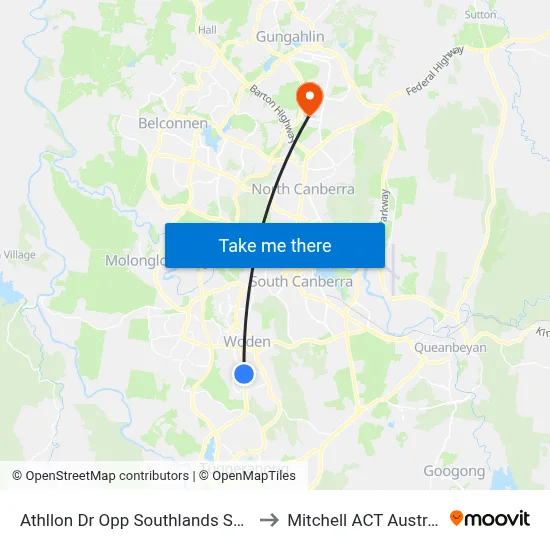 Athllon Dr Opp Southlands Shops to Mitchell ACT Australia map