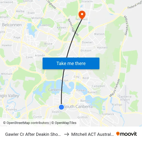 Gawler Cr After Deakin Shops to Mitchell ACT Australia map