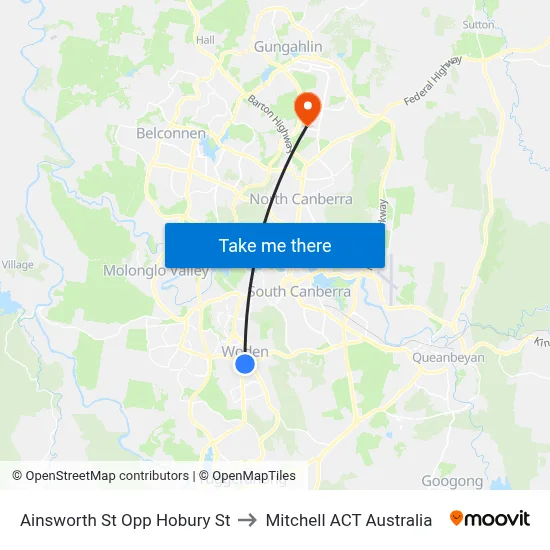 Ainsworth St Opp Hobury St to Mitchell ACT Australia map
