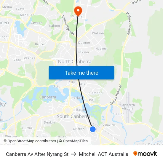 Canberra Av After Nyrang St to Mitchell ACT Australia map