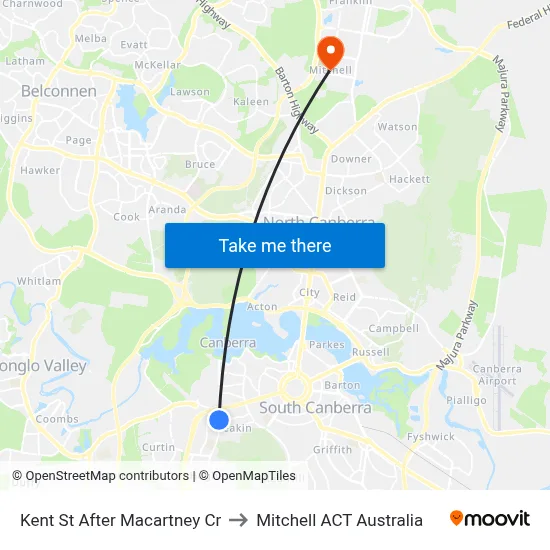 Kent St After Macartney Cr to Mitchell ACT Australia map