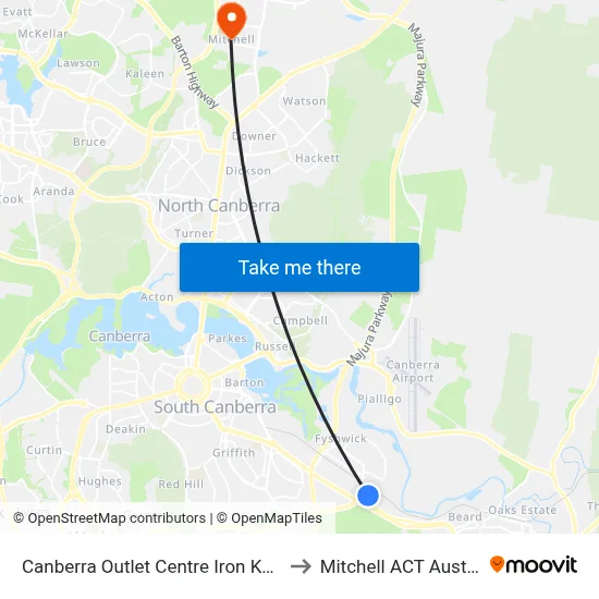 Canberra Outlet Centre Iron Knob St to Mitchell ACT Australia map