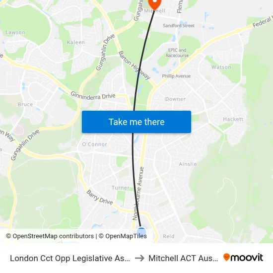 London Cct Opp Legislative Assembly to Mitchell ACT Australia map