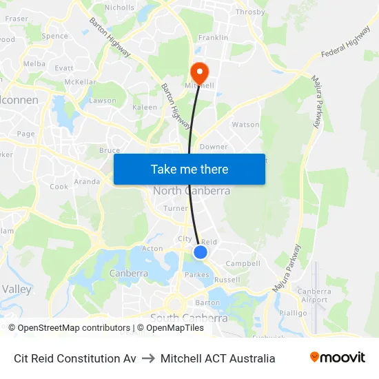 Cit Reid Constitution Av to Mitchell ACT Australia map