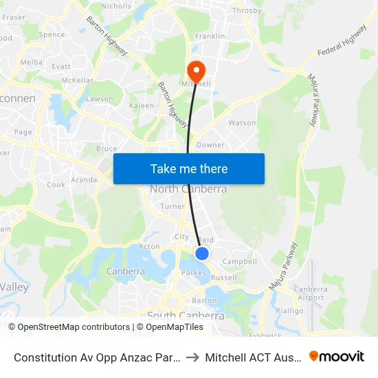 Constitution Av Opp Anzac Park West to Mitchell ACT Australia map