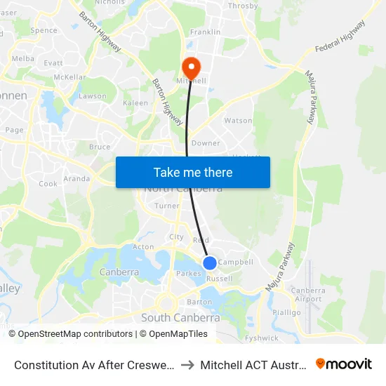 Constitution Av After Creswell St to Mitchell ACT Australia map