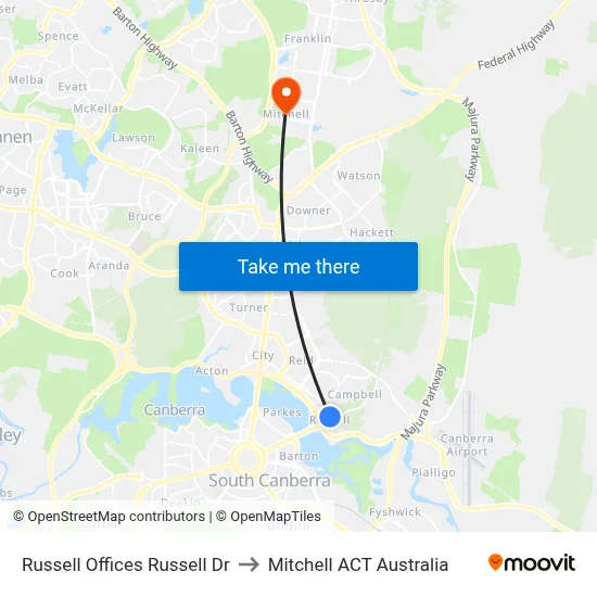 Russell Offices Russell Dr to Mitchell ACT Australia map