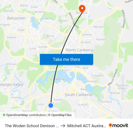 The Woden School Denison St to Mitchell ACT Australia map