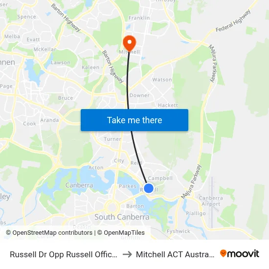 Russell Dr Opp Russell Offices to Mitchell ACT Australia map