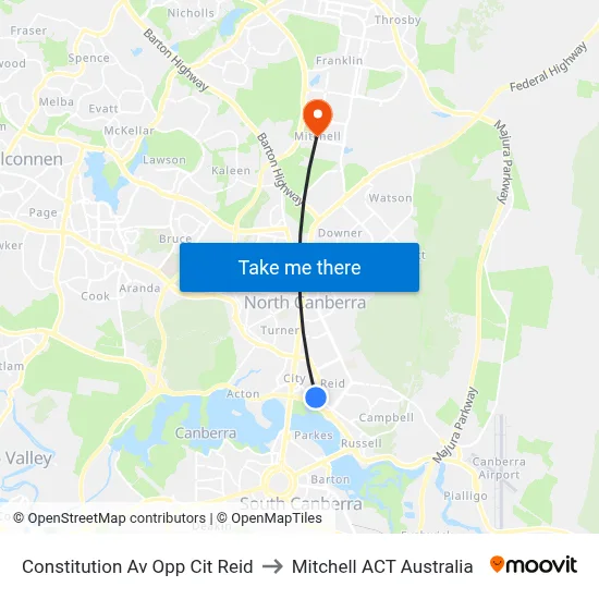 Constitution Av Opp Cit Reid to Mitchell ACT Australia map