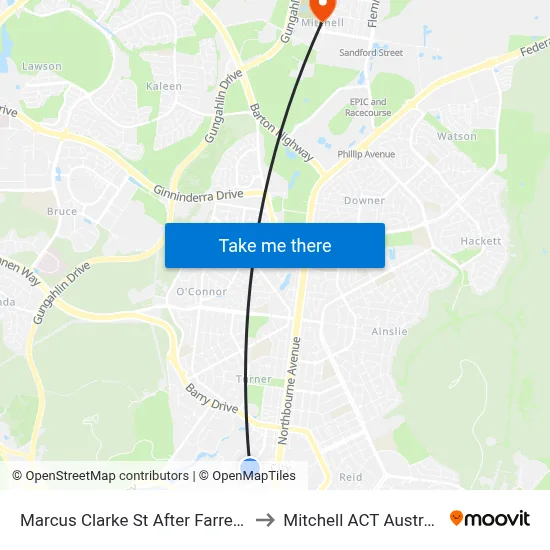 Marcus Clarke St After Farrell Pl to Mitchell ACT Australia map
