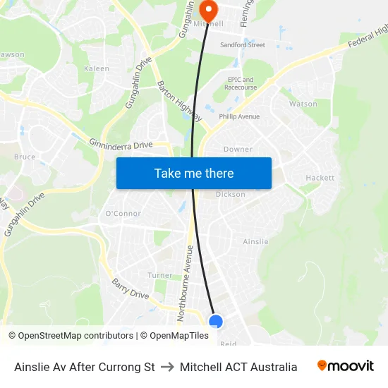 Ainslie Av After Currong St to Mitchell ACT Australia map