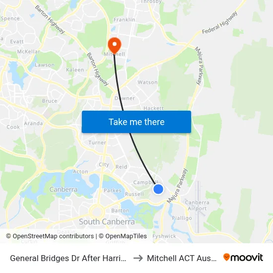 General Bridges Dr After Harrison Rd to Mitchell ACT Australia map