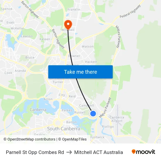 Parnell St Opp Combes Rd to Mitchell ACT Australia map