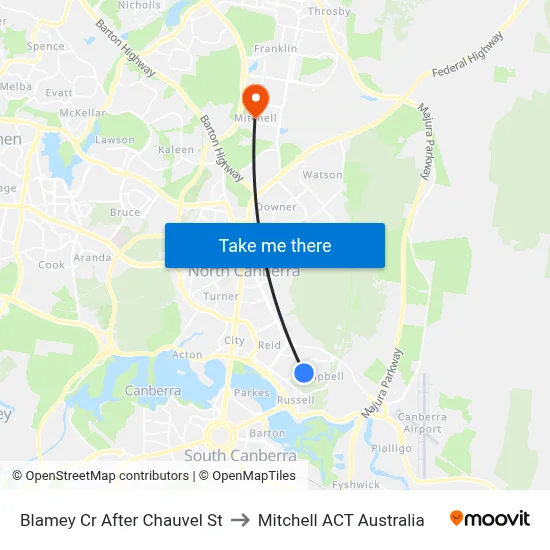 Blamey Cr After Chauvel St to Mitchell ACT Australia map