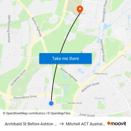 Archibald St Before Ashton St to Mitchell ACT Australia map