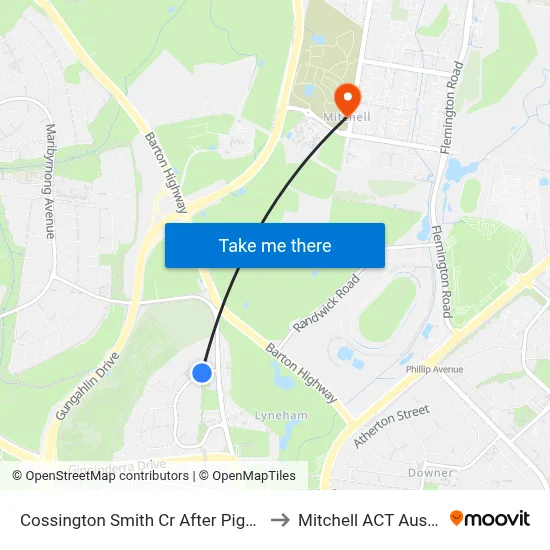 Cossington Smith Cr After Piguenit Cl to Mitchell ACT Australia map