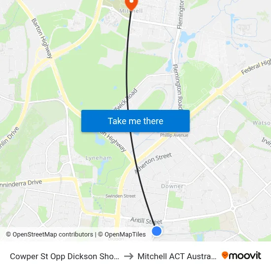 Cowper St Opp Dickson Shops to Mitchell ACT Australia map