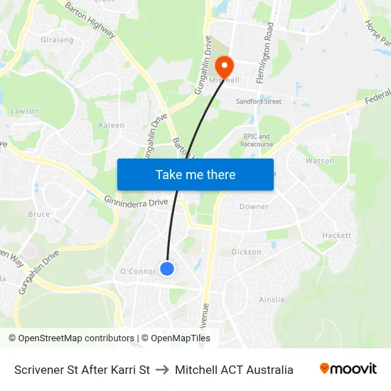 Scrivener St After Karri St to Mitchell ACT Australia map